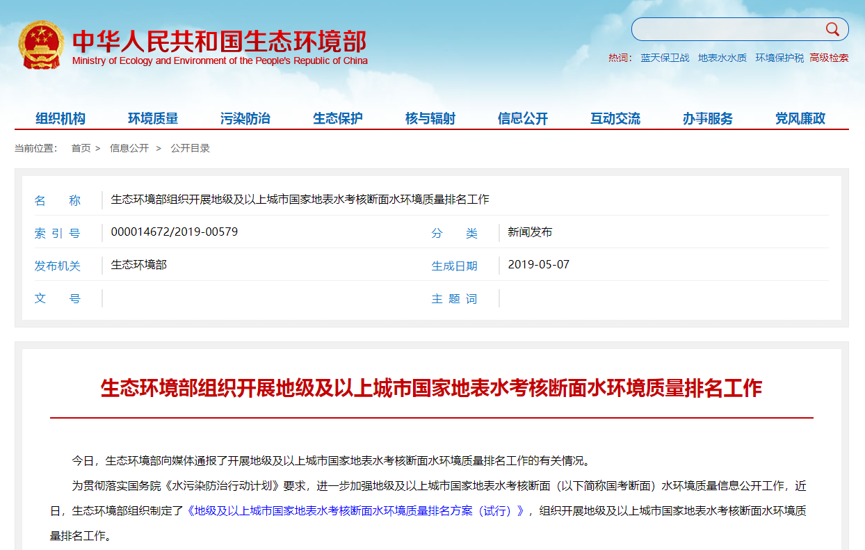 水質排名信息